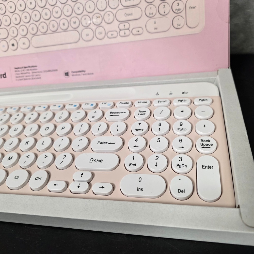 TechRebellion Wireless Desktop Keyboard Retro Round Key Student Tech Open Box - Picture 2 of 9